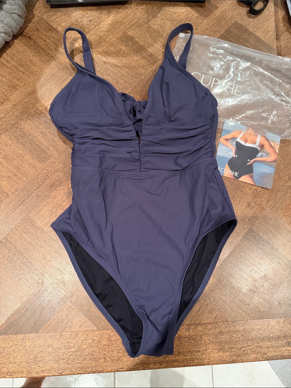 Cupshe Deep Purple One-Piece Swimsuit with Ruched Front